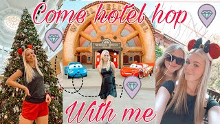 Disney Hotel Hopping Art Of Animation, Pop Century, Contemporary, Grand Floridian Christmastime