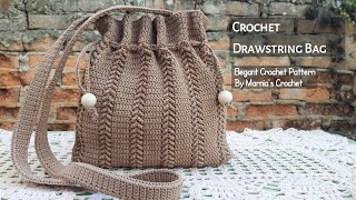 Crochet an Easy Drawstring Bag  Elegant Crochet Pattern by  @marniascrochet