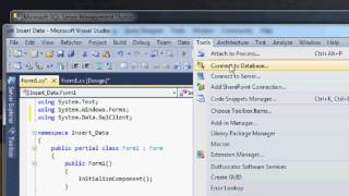 How to insert values into table from Windows form application   GUI using ADO NET Visual studio 2010