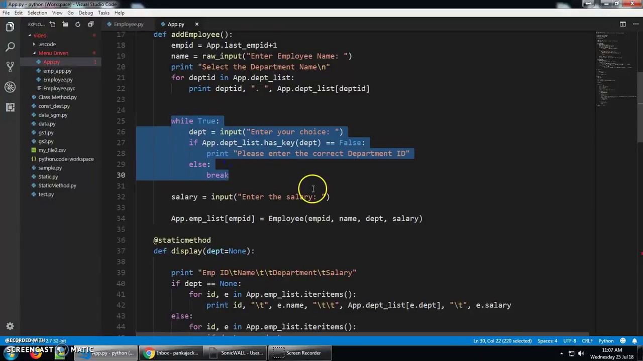 8 Menu Driven Program Employee App 5 - YouTube