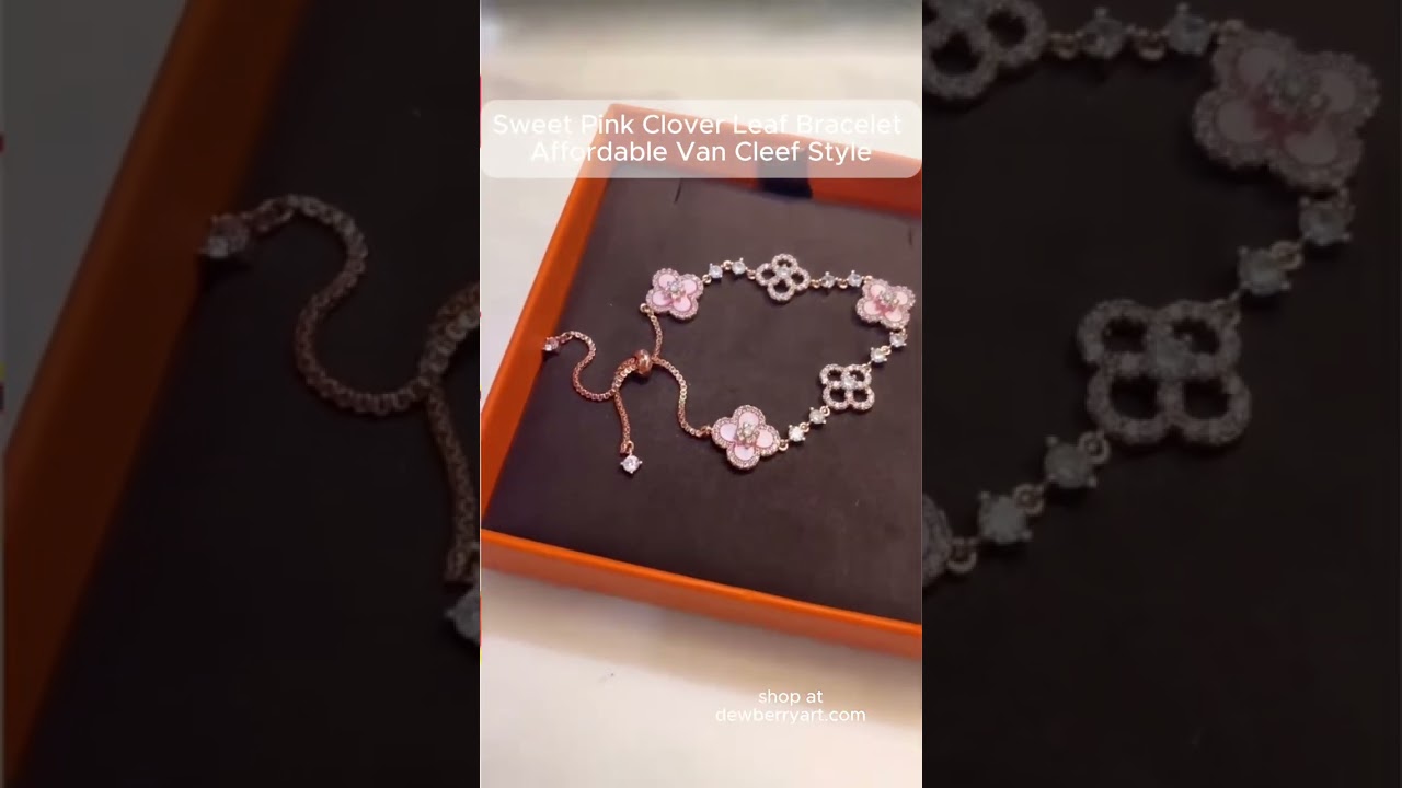 Sweet Pink Clover Leaf Bracelet - Affordable Van Cleef Style