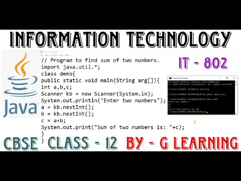 Java program for finding SUM of two numbers | CBSE | Class - 12 | IT - 802
