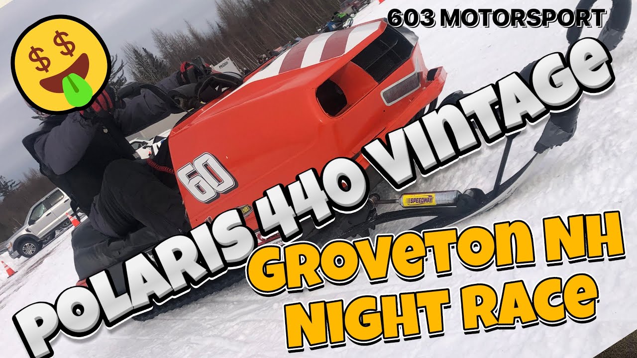 Polaris 440 vintage snowmobile night race groveton NH 3/3/23. YouTube