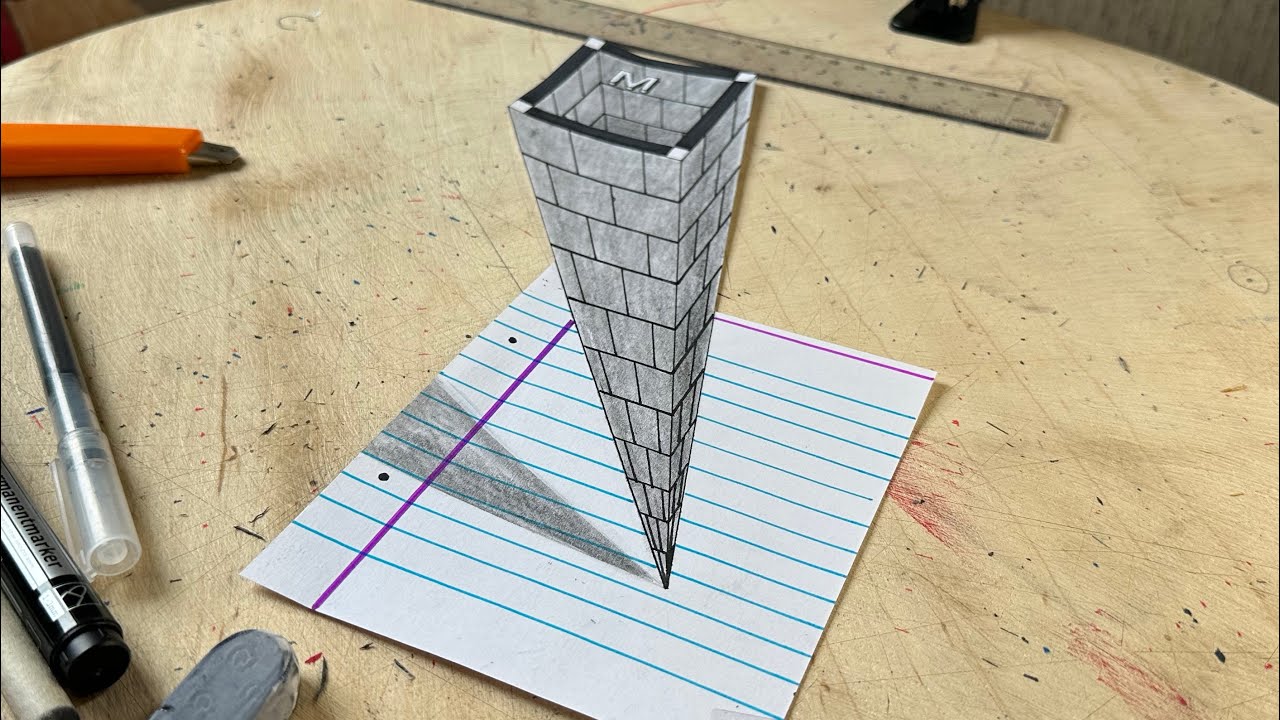How to Draw 3D Letter M on Paper | طريقة رسم حرف M ثلاثي الأبعاد بسهولة