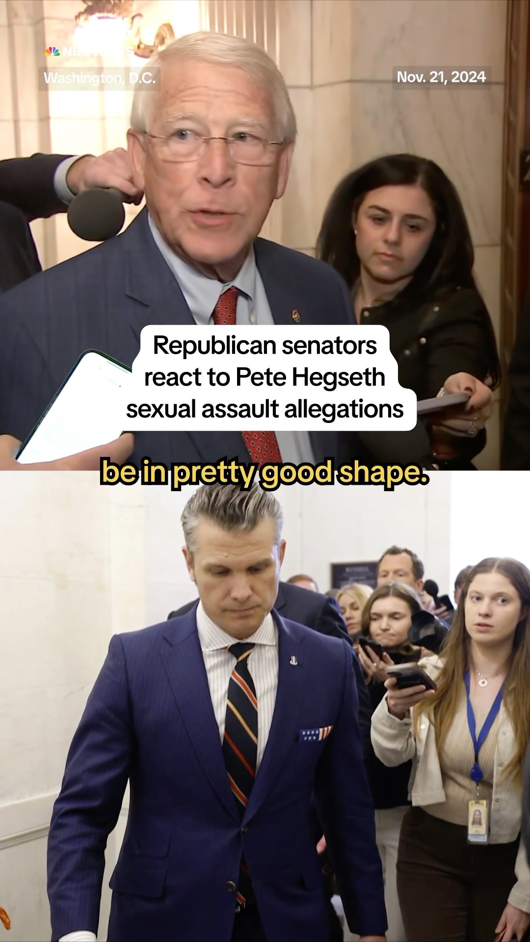 Republican senators react to Pete Hegseth sexual assault allegations
