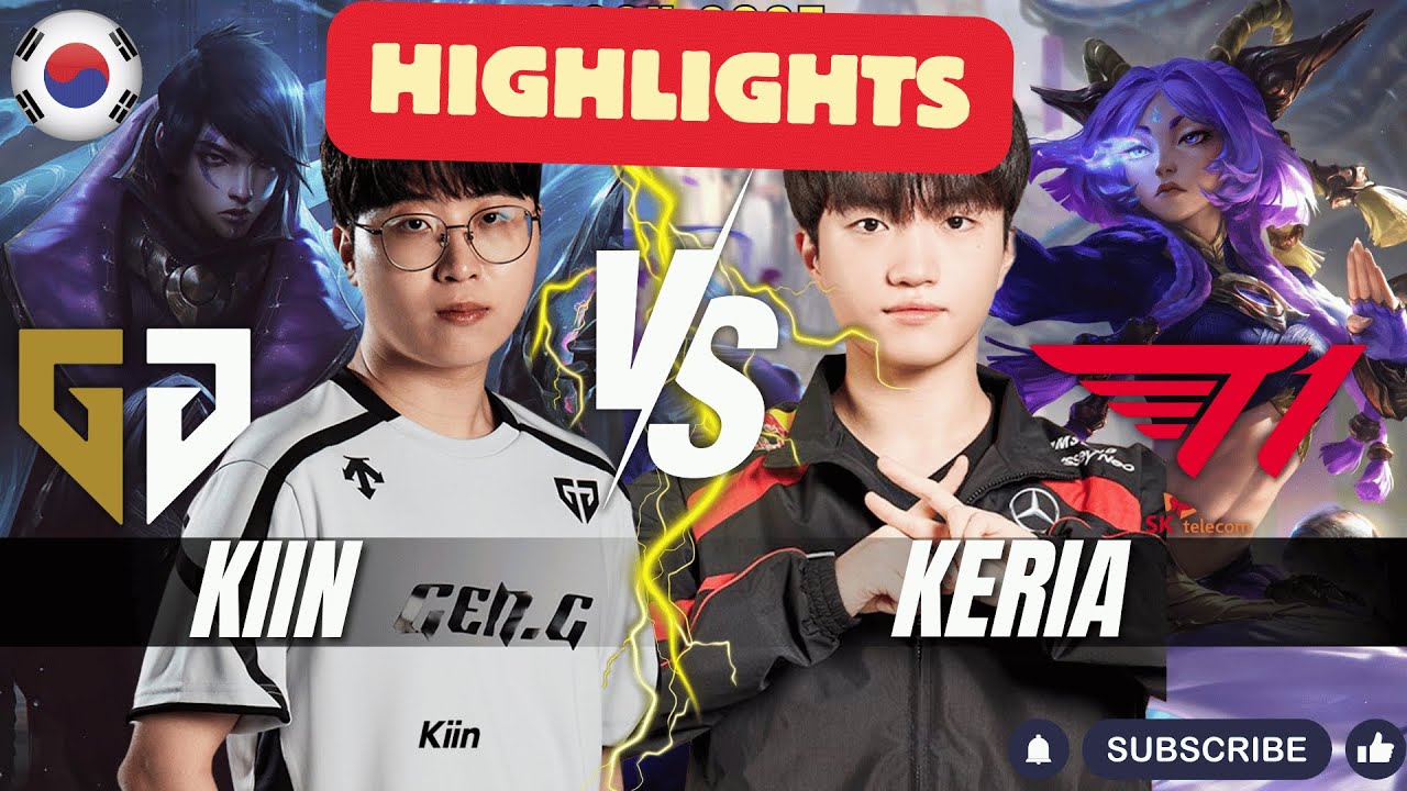 GEN Kiin vs T1 Keria HIGHLIGHTS - Kiin APHELIOS vs Keria YUNARA ADC ...