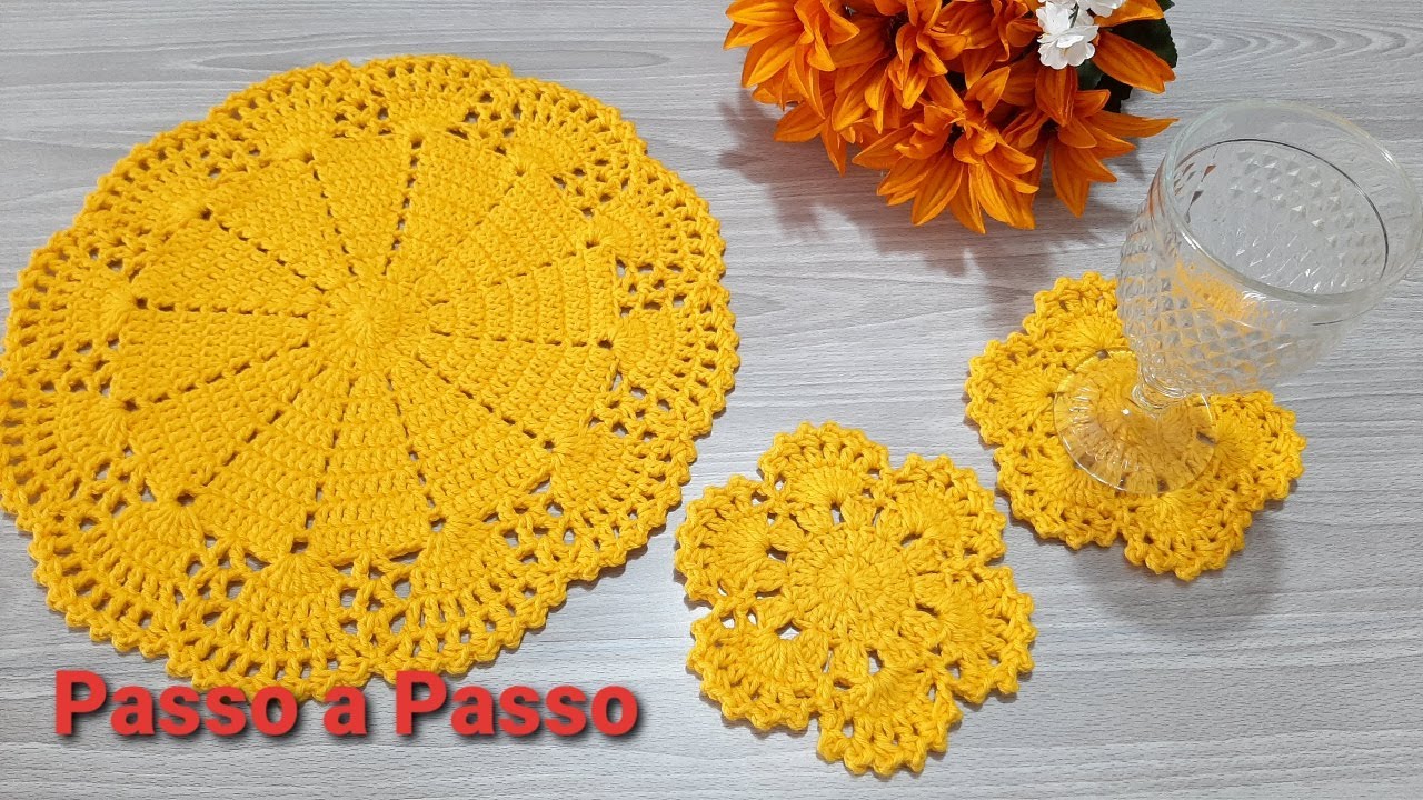 Porta Copos de crochê  do   Sousplat SUZI   Passo a Passo  por Neddy Ghusmam