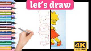 Learn to Draw and Paint LISA AND BART SIMPSONS from the cartoon using Acrylic Markers! EASY!