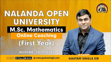 Nalanda Open University MSc Mathematics Complete Online Coaching with Notes I Helpline:-7404406282