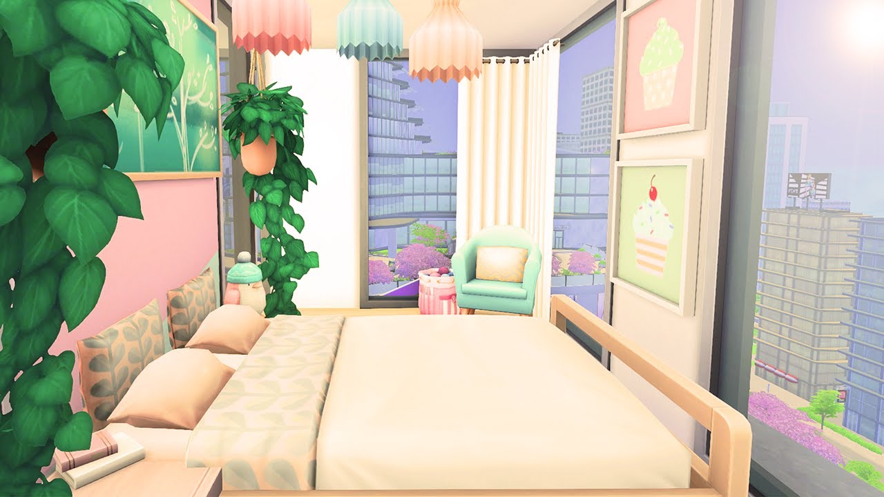 🏘️ Bright Colourful Apartment | Sims 4 No CC Speed Build | Ambient Music 🏘️