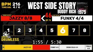 ⭐ Buddy Rich - West Side Story Medley (Drumless) | Drum Practice - variable BPM