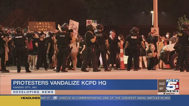 Protesters vandalize outside KCPD headquarters