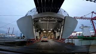 Stena Line Adventurer driving in and walking tour inside. Dublin to Holyhead ferry. September 2024
