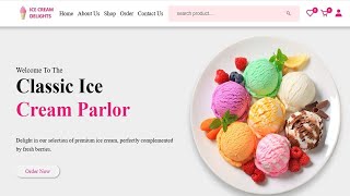 Multipages ice-cream shop website using html css js php & mysql from scratch front end part eight