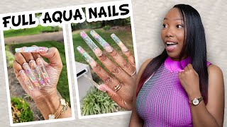 Creating Full Cover Aquarium Nails New Technique
