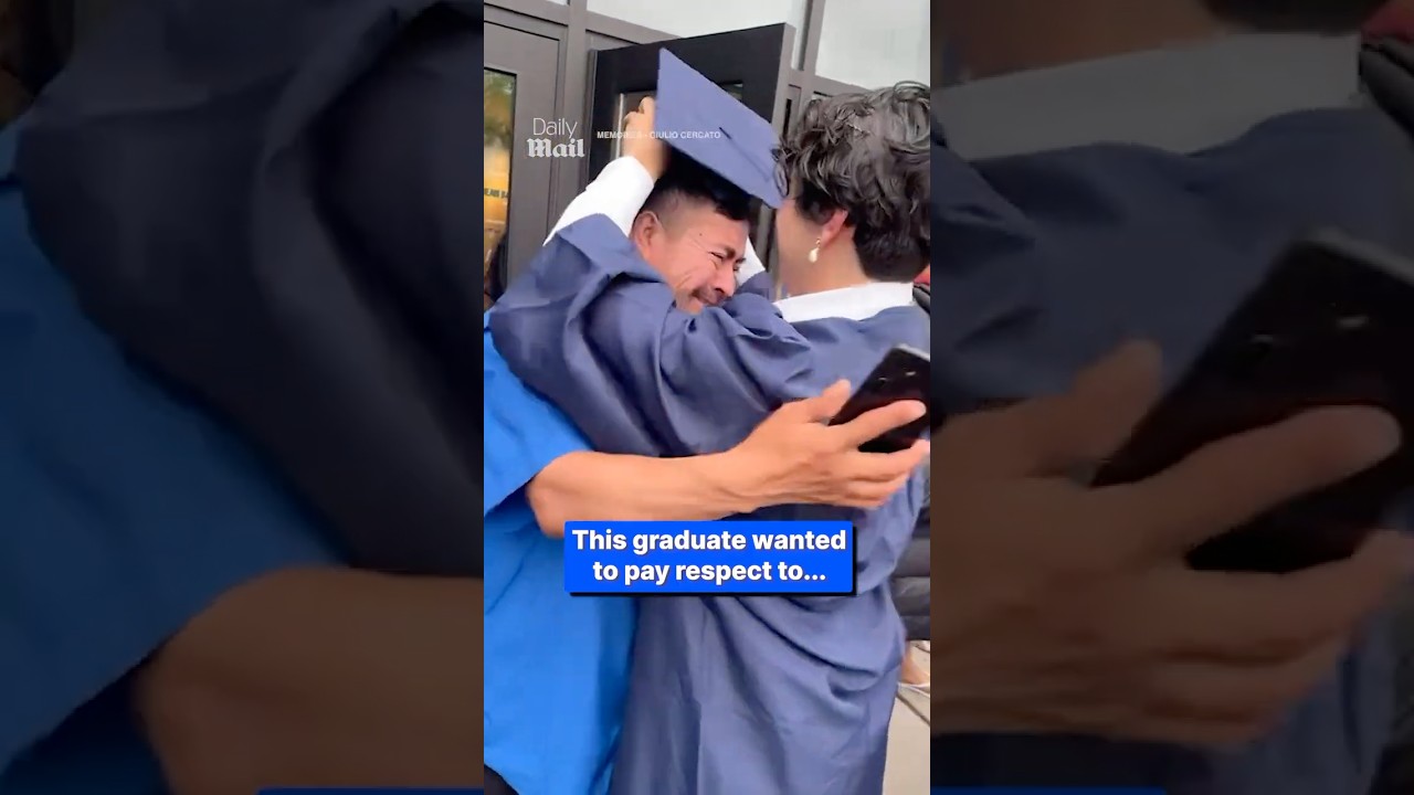 Emotional moment first generation graduate puts cap and gown on parents who never had this moment