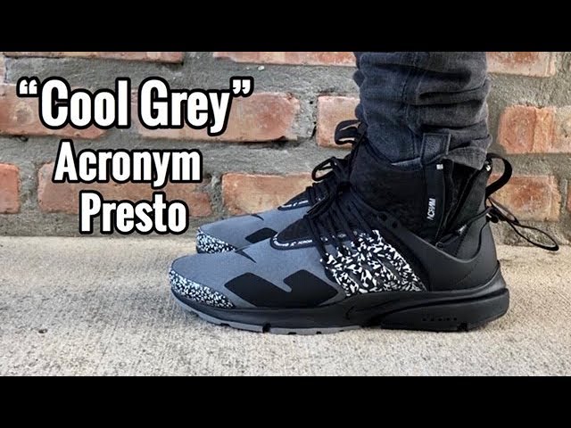 air presto mid acronym cool grey on feet