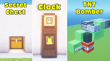 ⚒ Minecraft: 3 Simple Redstone Build Hacks (Bomber TNT, Secret Chest, Clock) #23 (Tutorial)