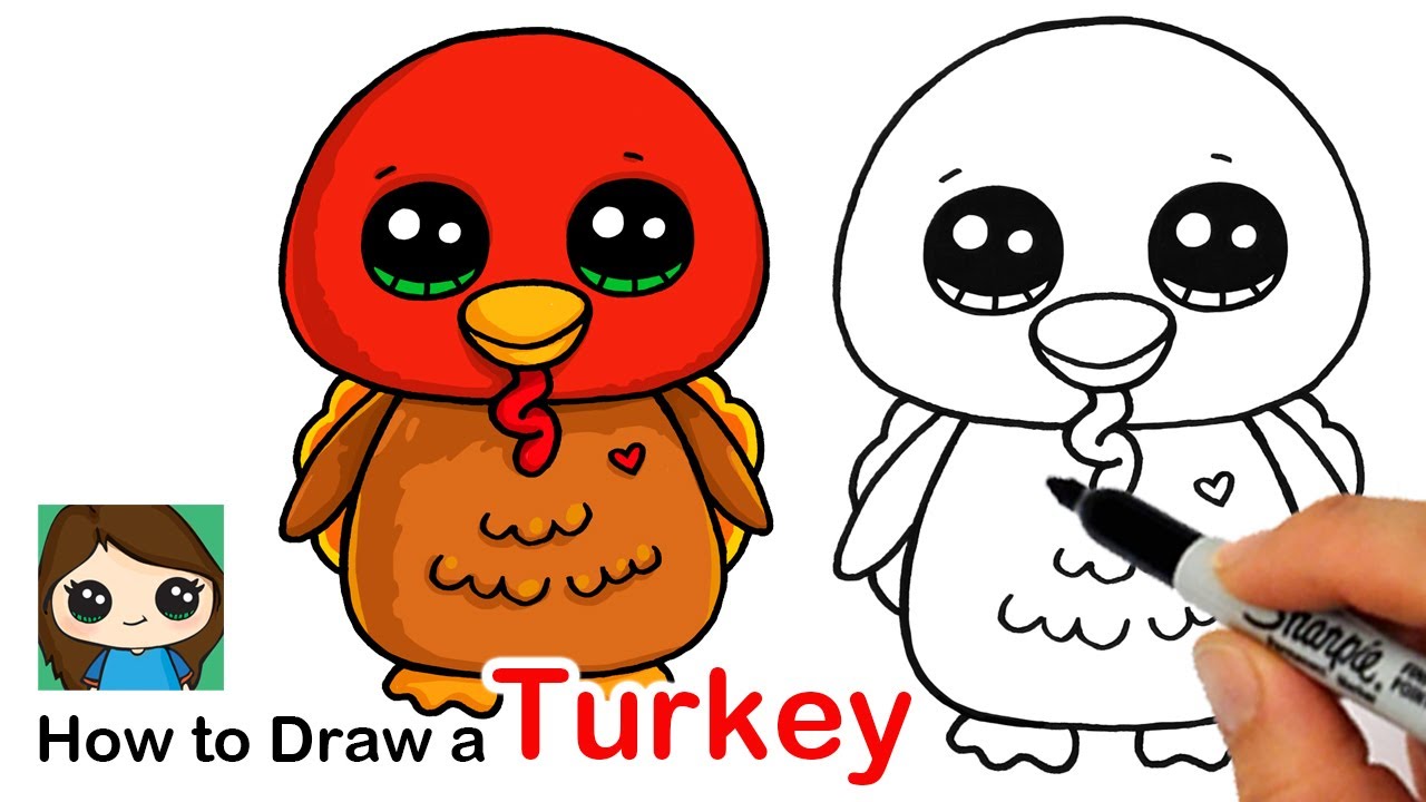 How to Draw a Cartoon Turkey Cute | Beanie Boos