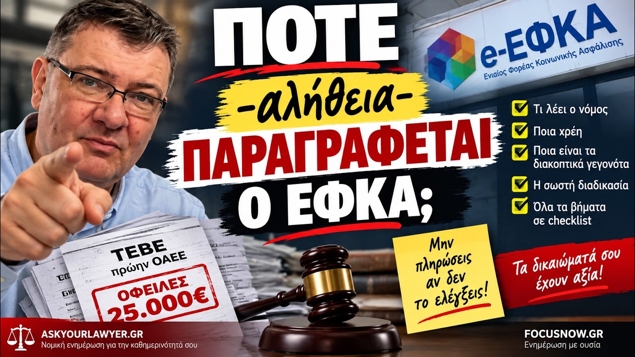 🔎 Παραγραφή οφειλών ΚΕΑΟ – ΤΕΒΕ – ΟΑΕΕ: Πότε σβήνουν παλιά χρέη στον e-ΕΦΚΑ