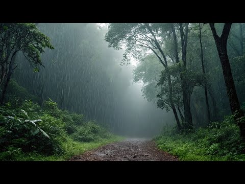 Hujan Pengantar Tidur - Tertidur Nyenyak dalam 3 Menit dengan Suara Hujan Deras di Atap di Hutan