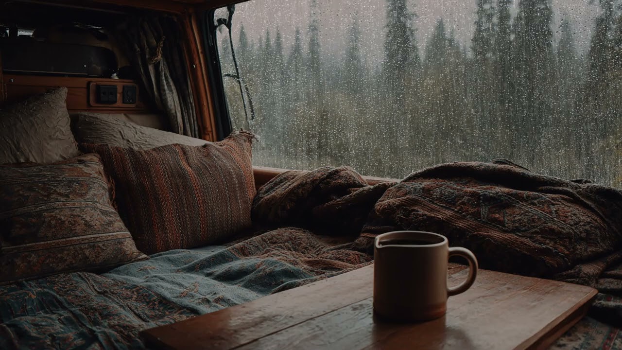 Rainy RV Escape: Relaxing Rain Sounds for Sleep & Focus | Calming Rainfall for Stress Relief