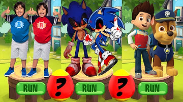 Tag with Ryan vs Sonic Exe Sonic Dash vs PAW Patrol Ryder Run - All Characters Unlocked Combo Panda