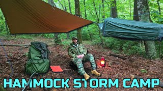 Storm Camping In A CRUA Hybrid Hammock Tent | MRE Menu 19 Field Review | Heavy Rain