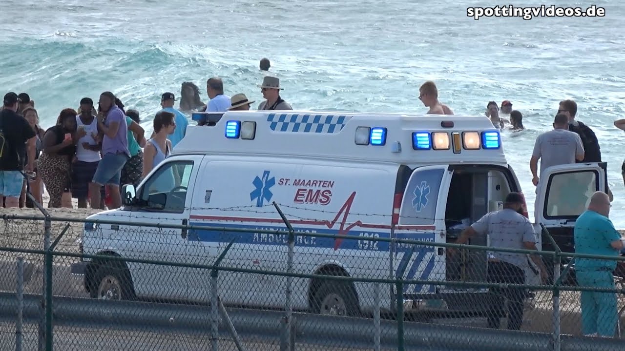 Jet Blast Hitting Ambulance On Maho Beach St Maarten 2017 01 14