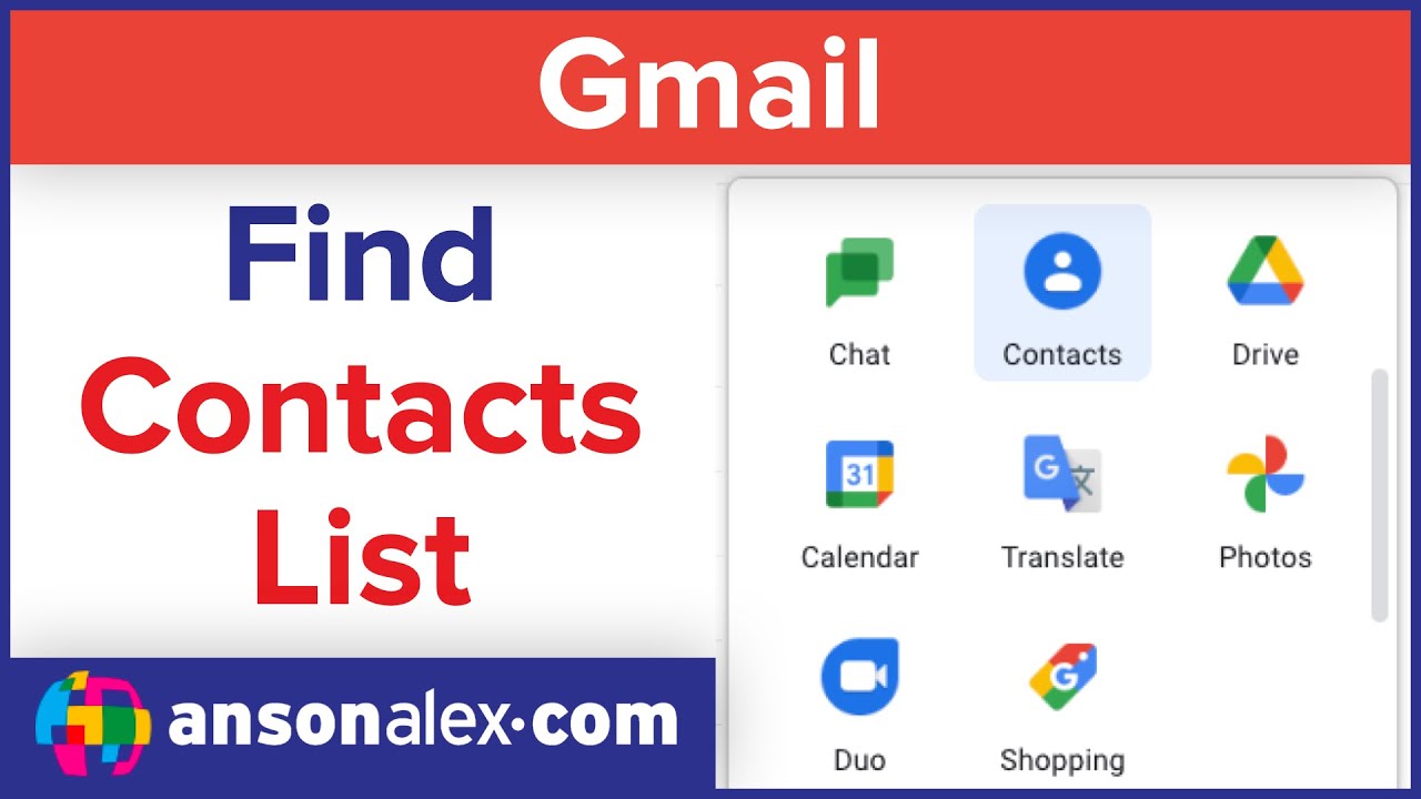 Gmail How To Find Contacts List Youtube