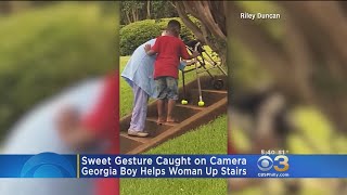 Sweet Georgia Boy Helps Woman Up Stairs