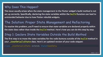 Fixing Flutter Radio Button Selection Issues