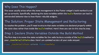 Fixing Flutter Radio Button Selection Issues