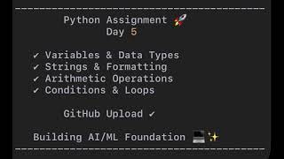 Story Book 347 🚀 🚀 Day 5 – Python Journey Completed my first Python assignment & pushed to GitHub 💻