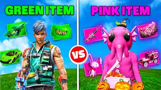 GREEN vs PINK Color Free Fire Item Challenge !