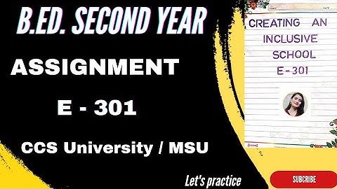 B.ed. second year assignment (E-301) creating an inclusive school #msu #ccsu