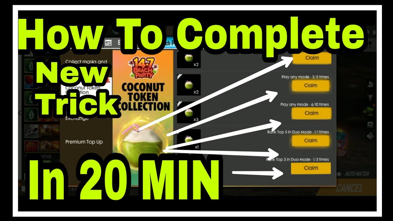 How To collect All Coconuts || New Trick || Garena Free Fire ð¥ || Watch  Now || FF with AR - 