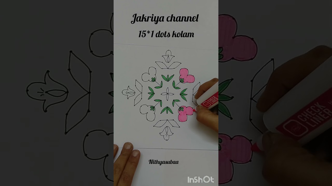 Kolam art/kolam drawing/Easy kolam for beginners/15*1 dots simple kolam/rangoli/muggulu
