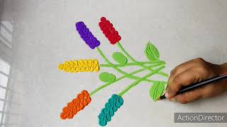 गोडंसं फुलांची गजब गुलदस्ता रांगोळी /rangoli designs/flower rangoli/rangoli/ satisfying video/kolam