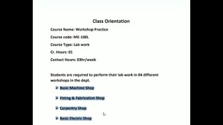 Workshop Practice Lab Lecture 1 (1/3) Profile