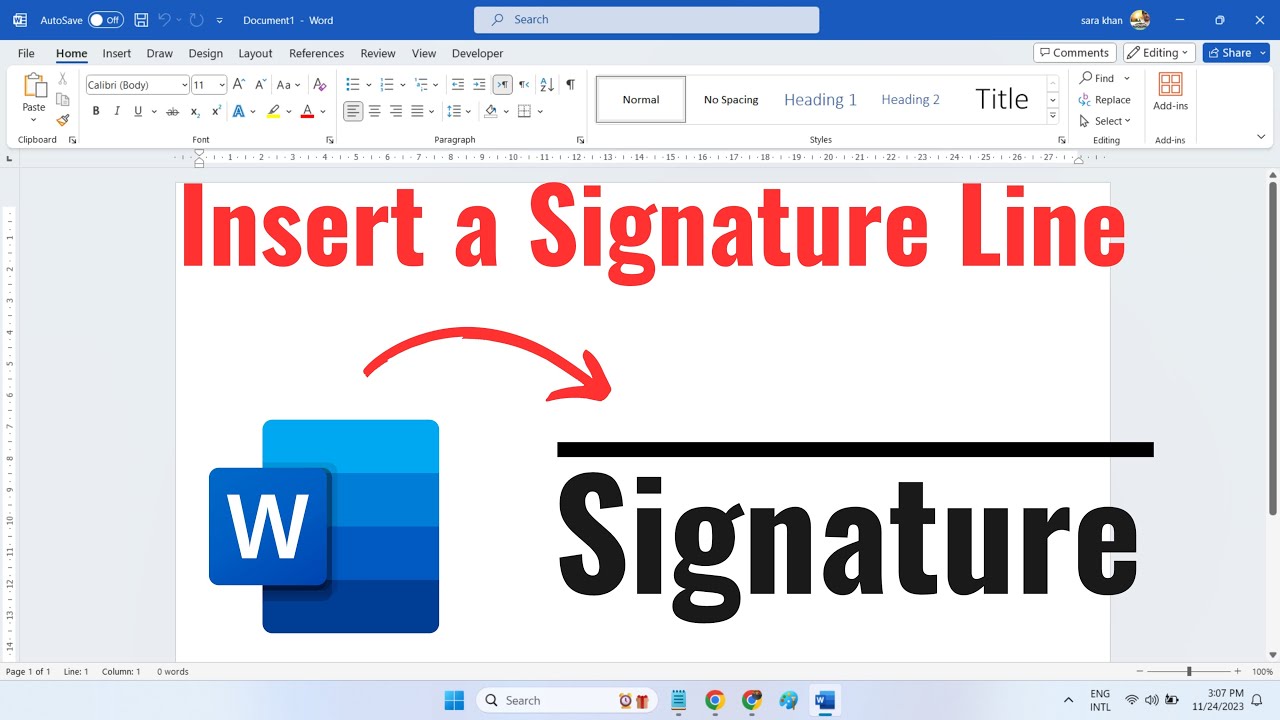 Different Ways to Insert a Signature Line in Word - YouTube