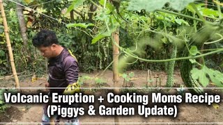 VOLCANIC ERUPTION + COOKING MOMS RECIPE |Piggys &amp; Garden Update!