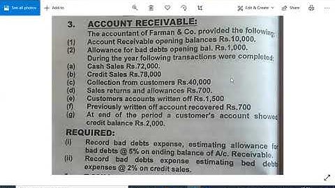 Account receivable 2014 Private Question 3 bcom KU