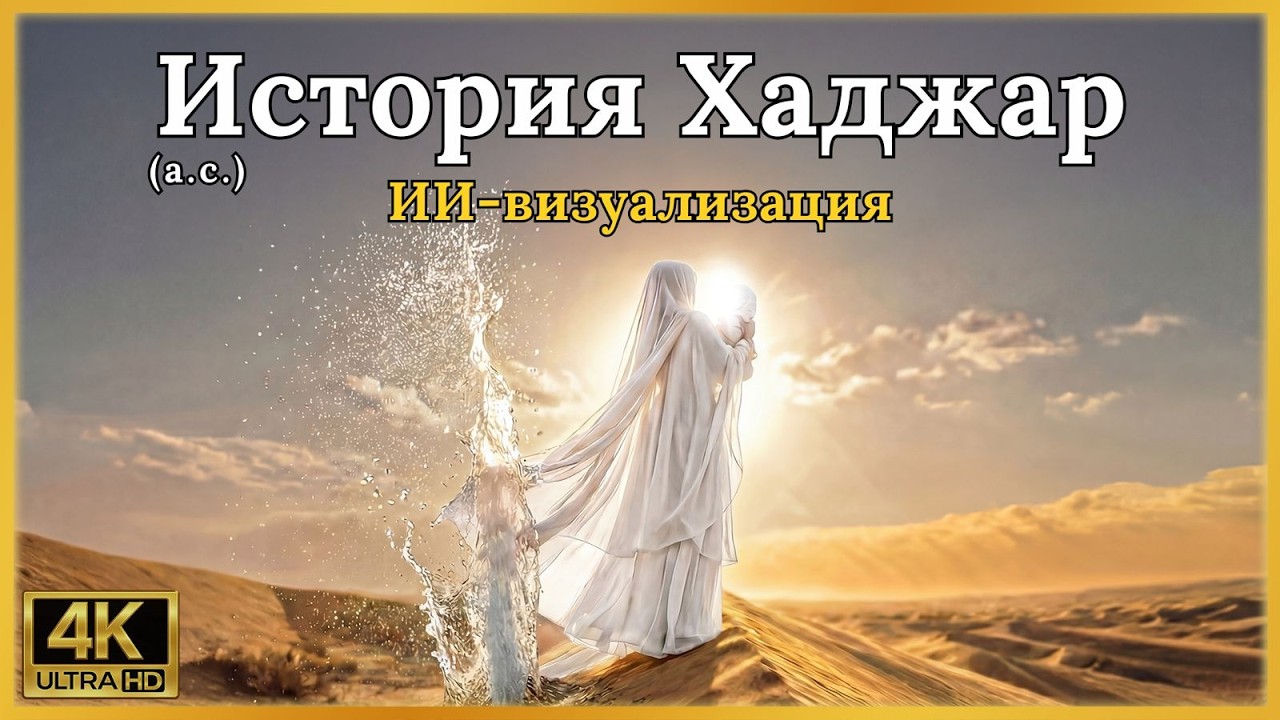 Хаджар (а.с.): одна в пустыне с Исмаилом (а.с.) — чудо Замзама — визуализировано с помощью ИИ — Ср.6
