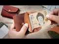 Making a HANDMADE Leather Cash Wallet for Minimalists. 2pocket wallet - Leather Craft