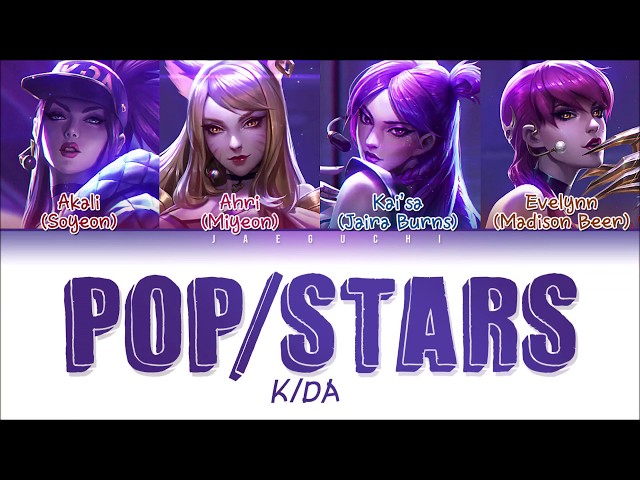 K/DA - 'POP/STARS' LYRICS (ft (G)I-DLE, Madison Beer, Jaira Burns) (Color Coded Eng/Rom/Han/가사) class=