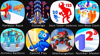 Rarkour Race, Galaxiga, Stick Tower Defense, JoinBlob, Archery Bastions, Mechangelion, Number Master screenshot 2