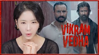 (Eng subs) Korean Actress Reacts to VIKRAM VEDHA Trailer | Hrithik Roshan, Saif Ali Khan