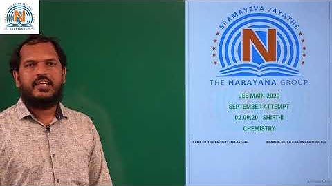 JEE MAIN 2020 CHEMISTRY SEP 2ND AFTERNOON SHIFT II SOLUTIONS by THE NARAYANA GROUP
