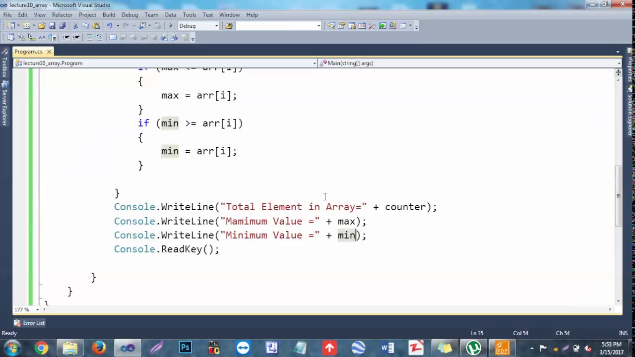 lecture 10 array in C# - YouTube